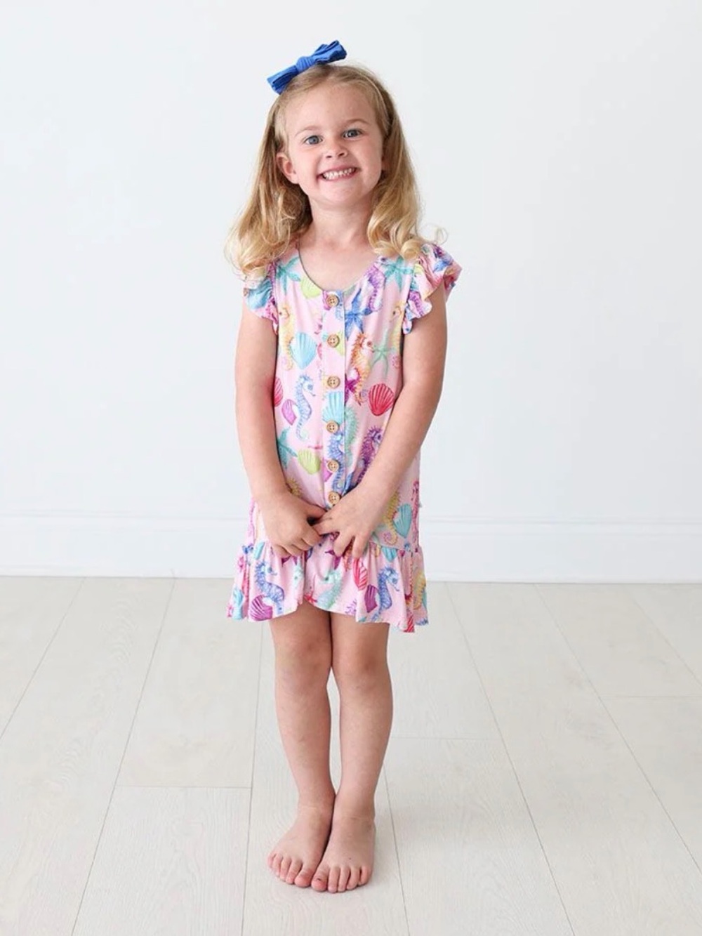 POSH PEANUT Coral Henley Ruffled Cap Sleeve High Low Dress - 4T